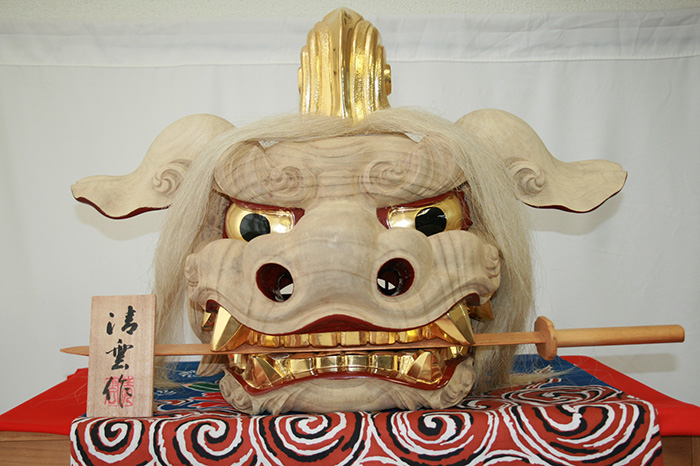 知田清雲作　加賀木彫り獅子頭　高さ47cm